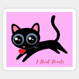 I Steal Hearts Cute Black Kitty Sticker